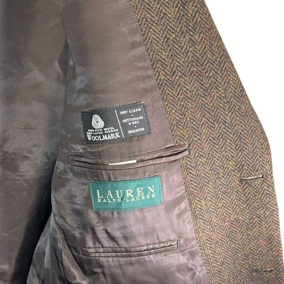 Lauren Ralph Wool Tweed Brown Blazer Size 44L - Picture 9 of 9